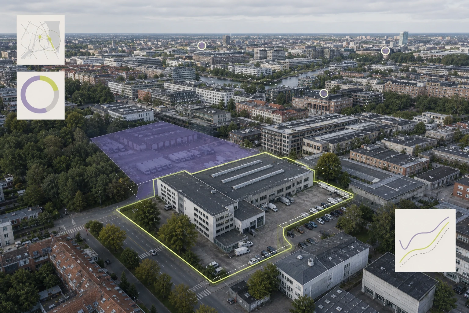 Københavnsk investeringsejendom fremhævet til indledende fysisk og planmæssig gennemgang.