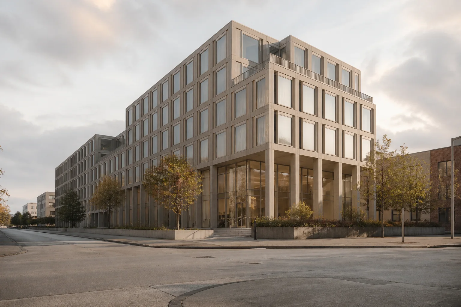 Fiktiv københavnsk kontorbygning med tvetydige tegn på brug og uden konklusion om tomgang.