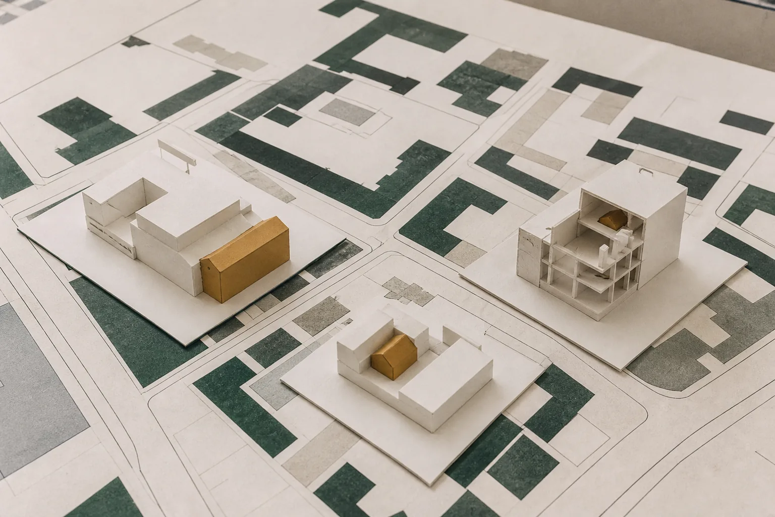 Tre separate modeller for tilbygning, infill og bygningsgenbrug.